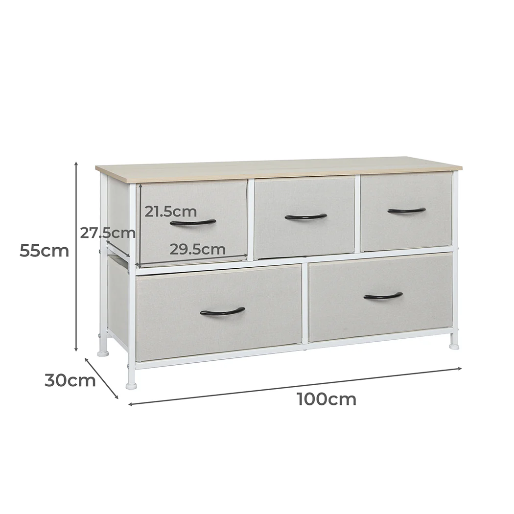 Levede Storage Cabinet Tower Chest Beige - Nurns