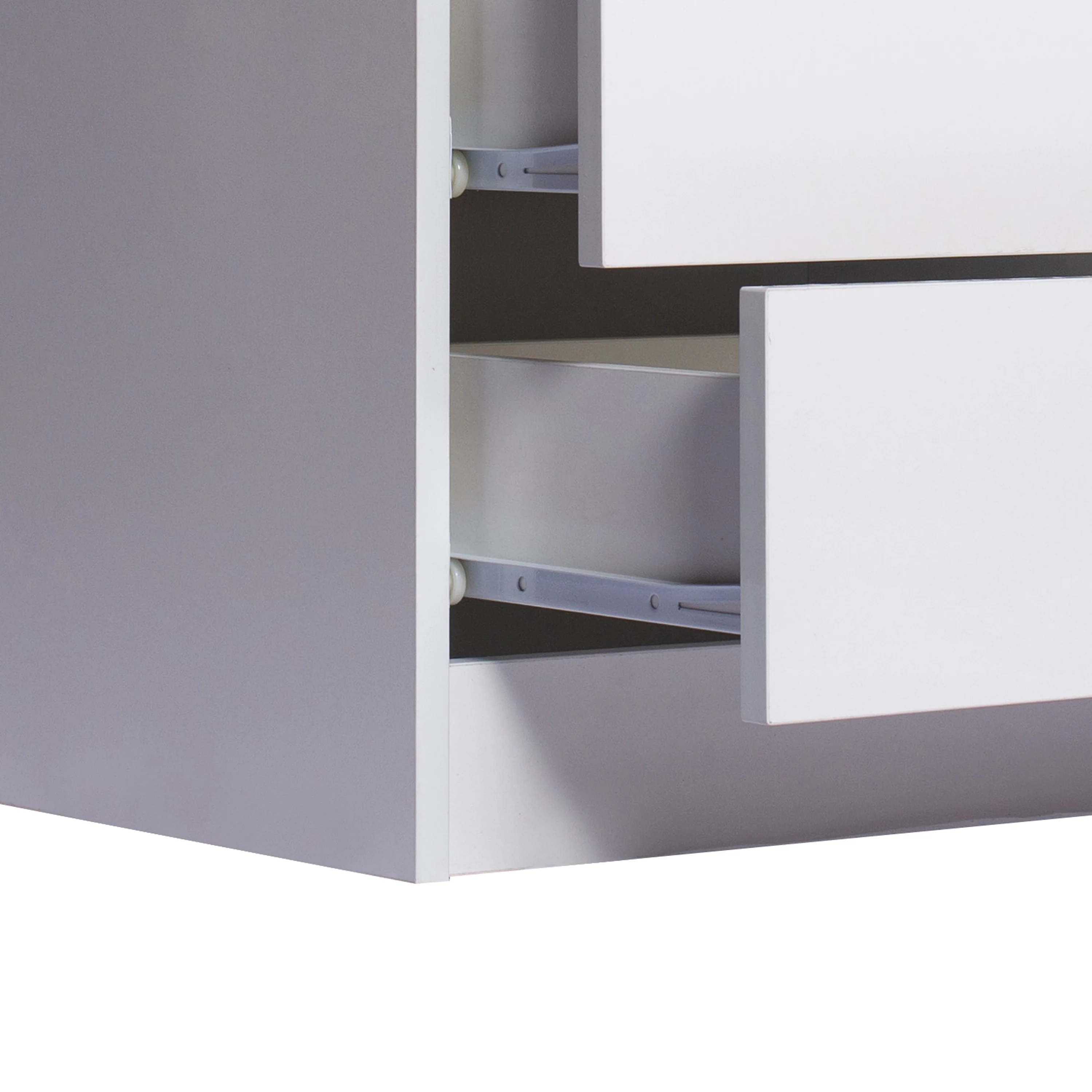 Inuvik LED Bedside Tables RGB LED Storage Cabinet High Gloss Nightstand with 2 Drawers - White - Nurns