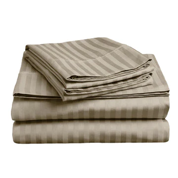 Queen Soft Stripe Microfibre Sheet Set Taupe - Nurns