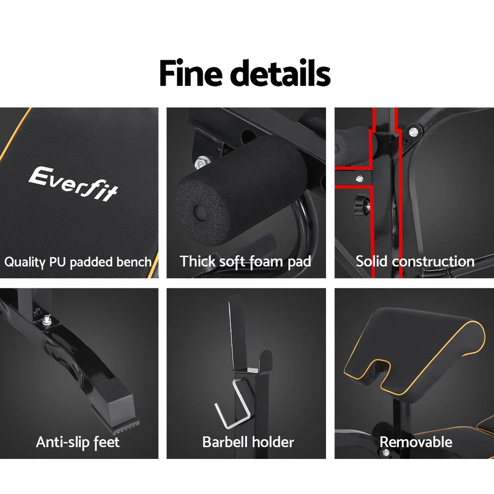 Everfit Weight Bench 10 in 1 Bench Press Home Gym Station 330kg Capacity - Nurns