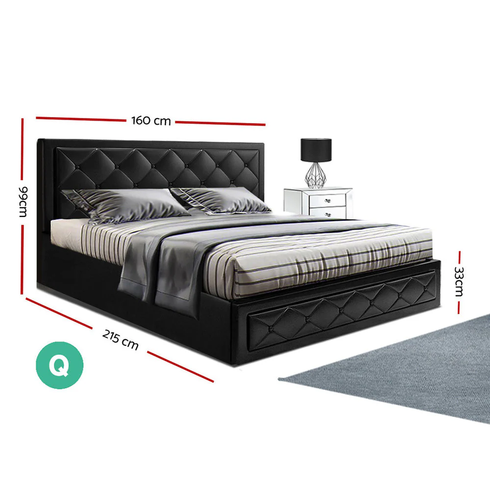 Helio 24cm Bed & Mattress Package - Black Queen - Nurns
