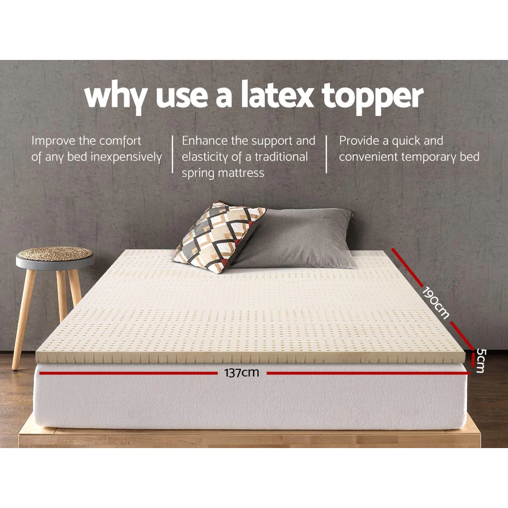 Double Giselle Bedding Latex Mattress Topper 5cm - Nurns