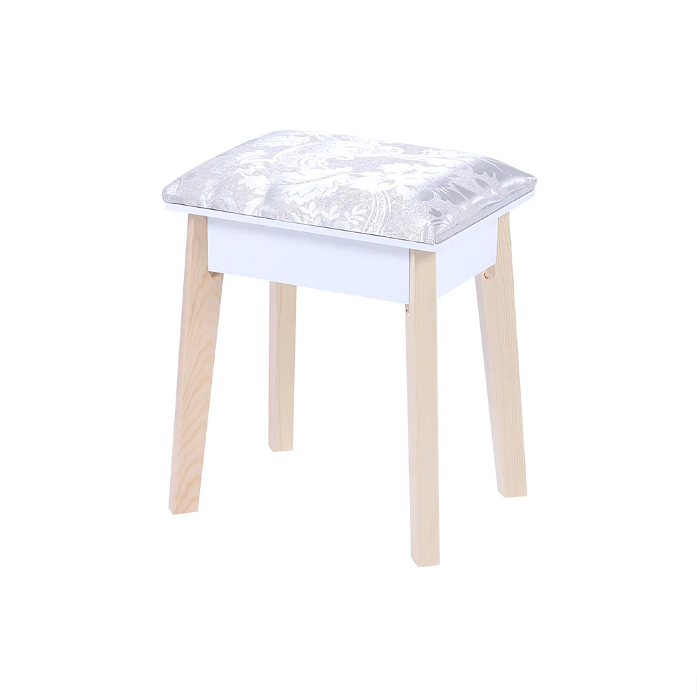Dressing Vanity Table Stool Set with Make-up LED Lighted Mirror-White - Nurns
