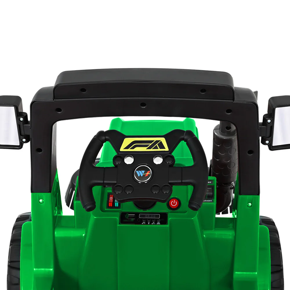Kids Ride On Car Street Sweeper Truck w/ Rotating Brushes Garbage Cans - Green - Nurns