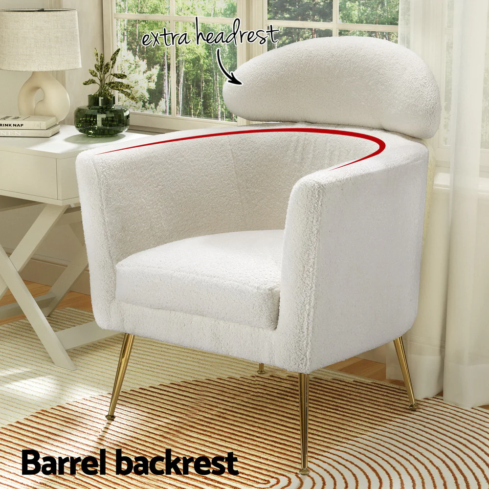 Armchair Bouclé Fabric - White - Nurns