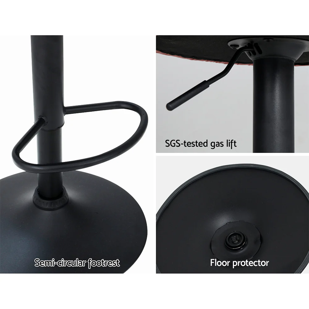 Set of 2 Naples Bar Stools Kitchen Stool Swivel Chair Gas Lift Velvet Chairs - Pink - Nurns