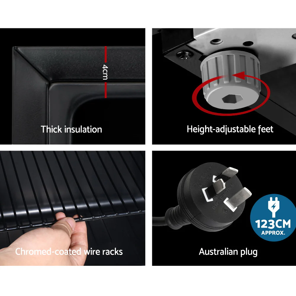 Devanti 98L Bar Fridge Glass Door Mini Fridges Freezer Black - Nurns