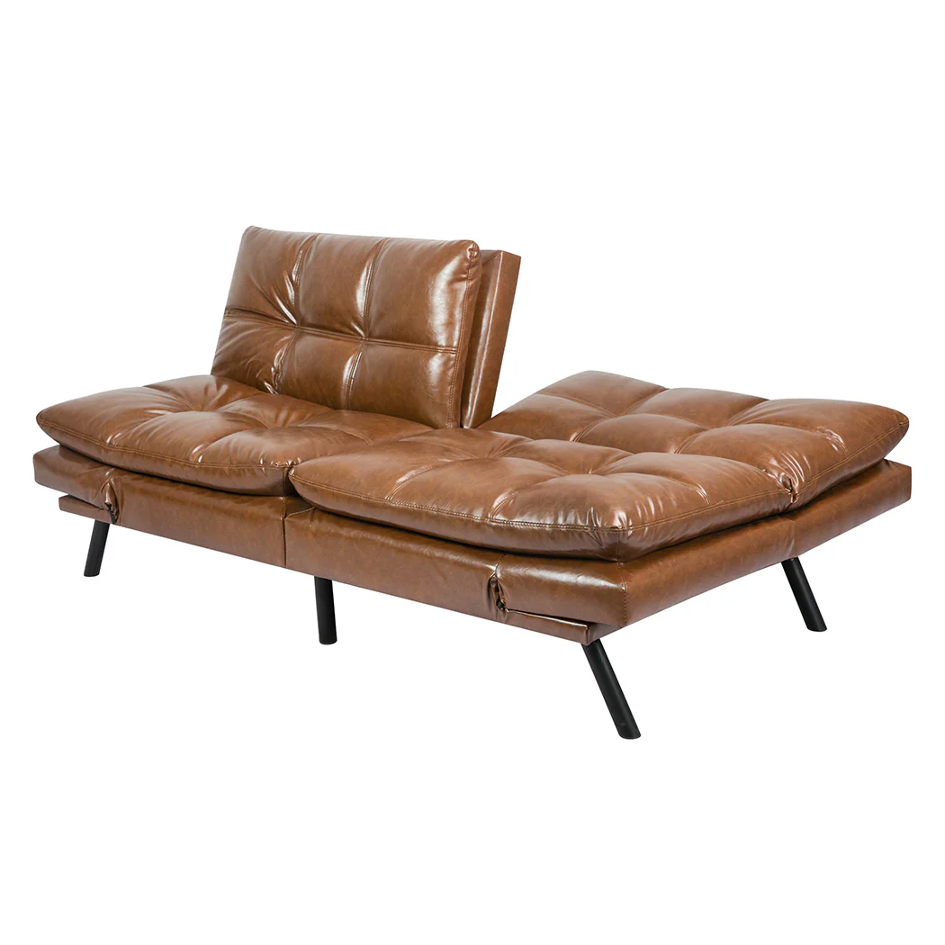 Margot 2-Seater Sofa Bed Futon Recliner Lounge - Brown - Nurns