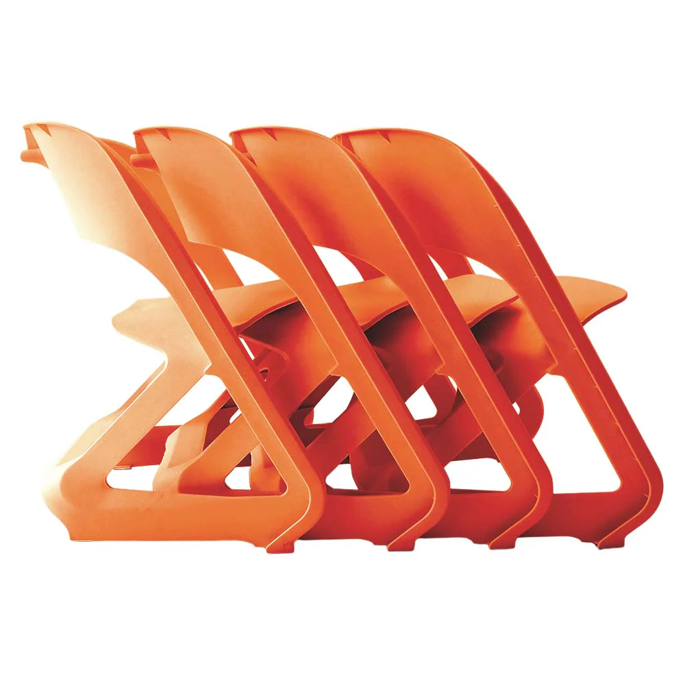 Kendall Set of 4 Dining Chairs Office Cafe Lounge Seat Stackable Plastic Leisure - Orange - Nurns
