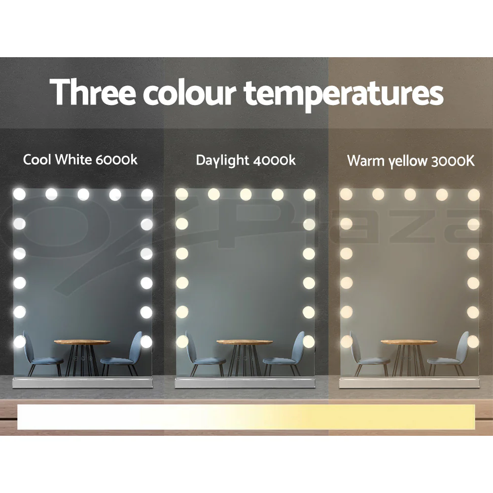 Hollywood Makeup Mirror With Light 15 LED Bulbs Lighted Frameless - Nurns