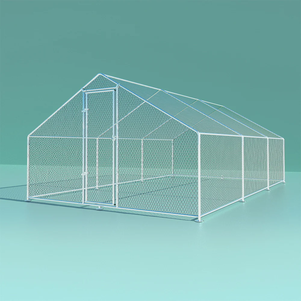 Chicken Coop Cage 3x6x2m Galvanised Steel - Nurns