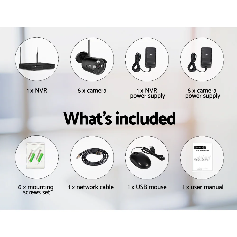 Wireless CCTV Security System 8CH NVR 3MP 6 Bullet Cameras - Nurns