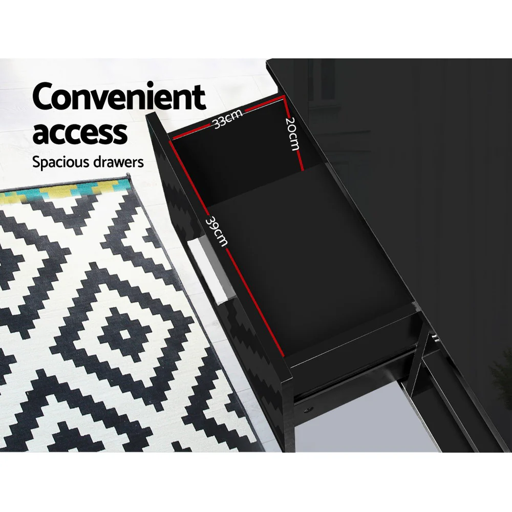 Eino 140cm High Gloss TV Cabinet Stand Entertainment Unit Storage Shelf - Black - Nurns