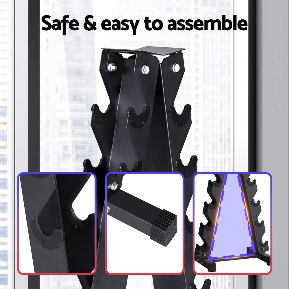 Everfit Dumbbells Rack 6 Tier Dumbbell Stand Home Gym Storage 200kg Capacity - Nurns