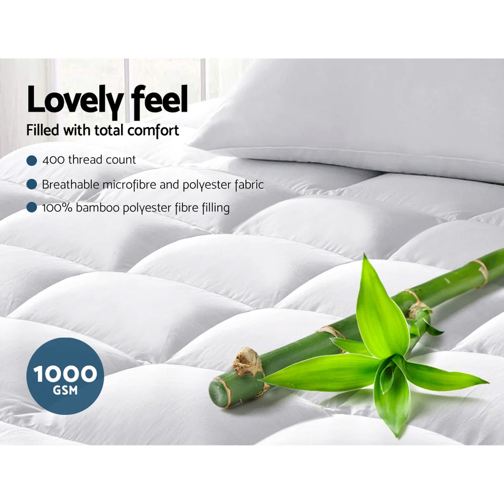 King Giselle Bedding Mattress Topper Pillowtop Bamboo - Nurns