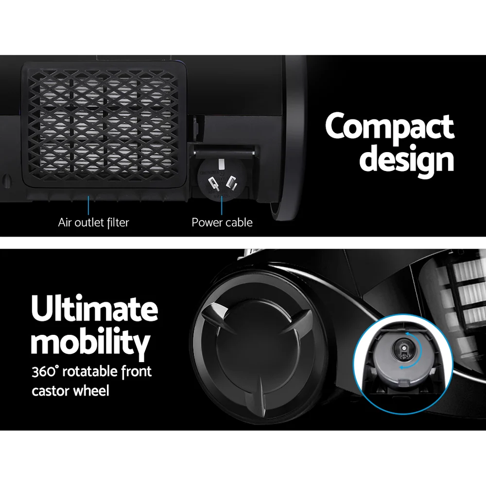 Devanti 2200W Bagless Vacuum Cleaner Black - Nurns