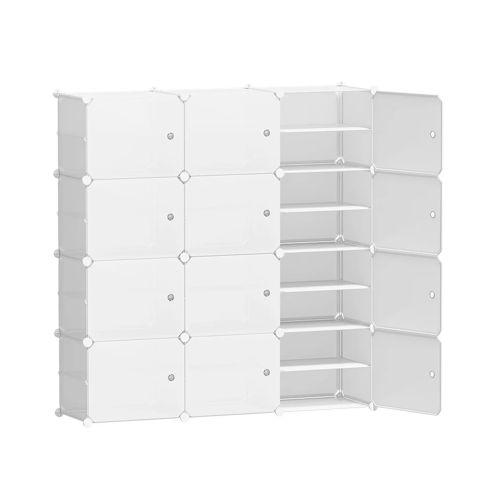 Artiss Shoe Rack DIY 12 Storage Cube Stackable White - Nurns