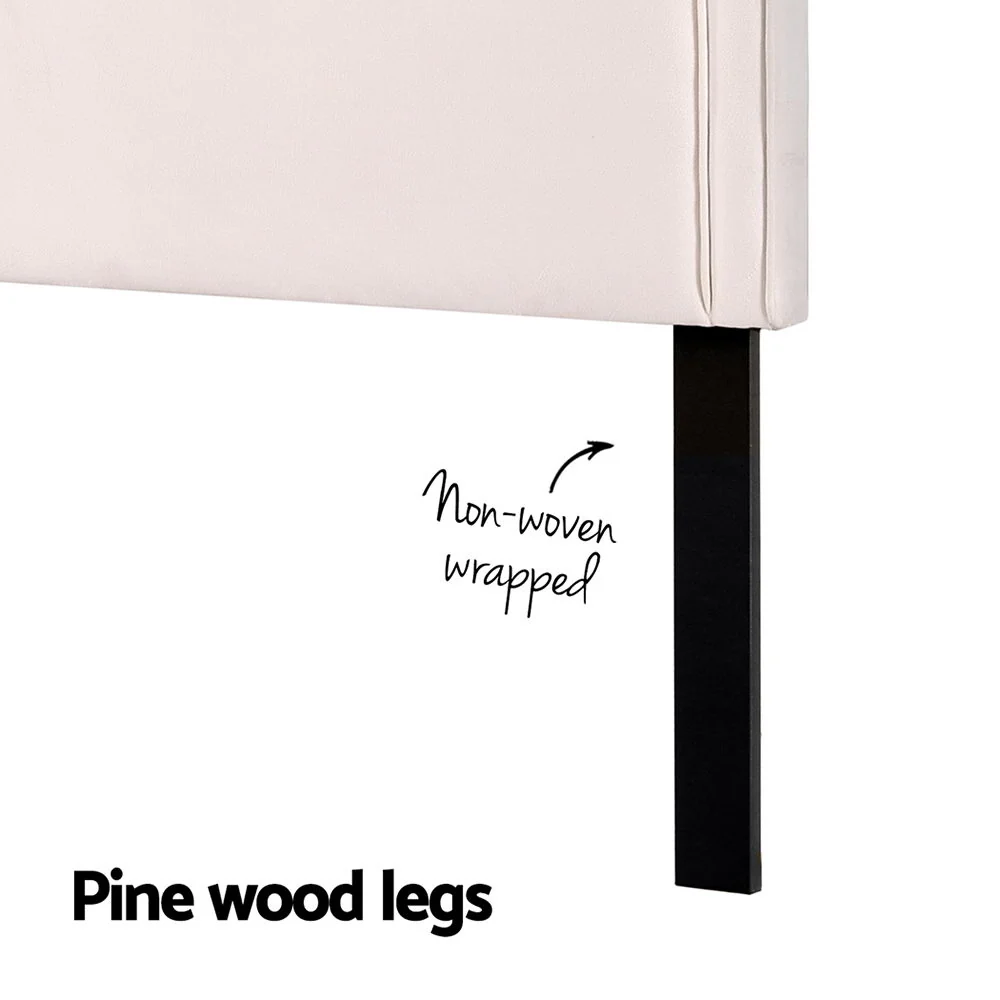 Bed Head Headboard Velvet - Beige Queen - Nurns