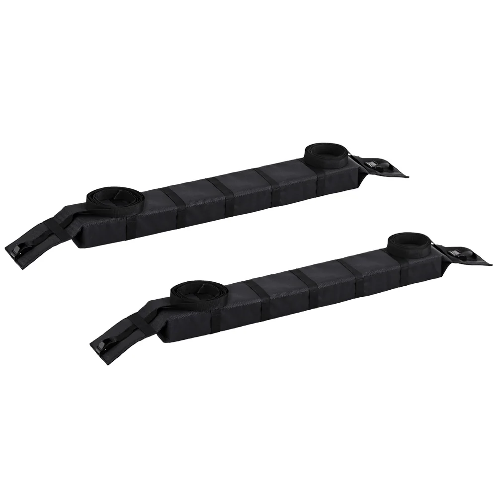 Universal Soft Car Roof Rack 116cm Luggage Carrier Adjustable Strap Black - Nurns