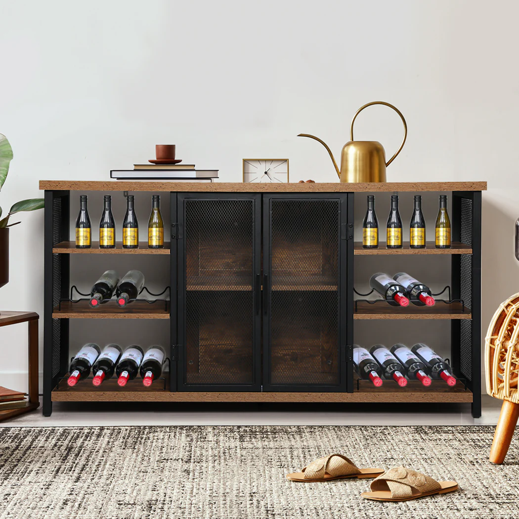 Bar Cabinet Buffet Sideboard - Walnut - Nurns