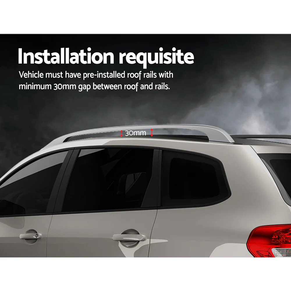 Universal Car Roof Rack 1360mm Cross Bars Aluminium Silver Adjustable Car 90kgs load Carrier - Nurns