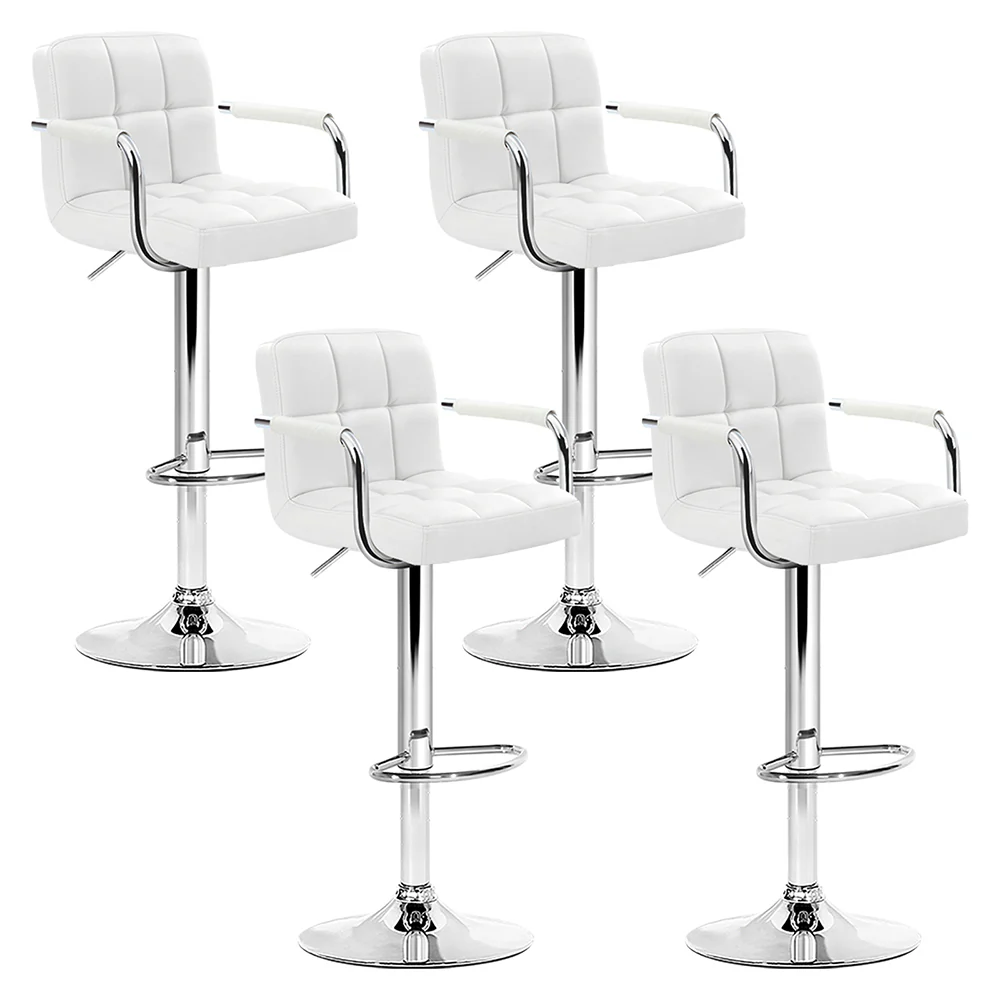 Set of 4 Foggia Bar Stools Gas lift Swivel Steel - White - Nurns