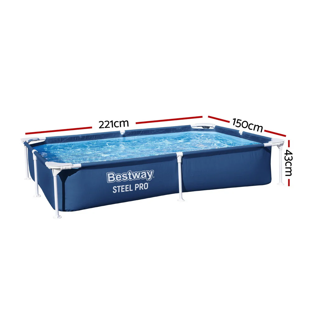 Bestway Swimming Pool 221x150x43cm Steel Frame Above Ground Pools 1200L - Nurns