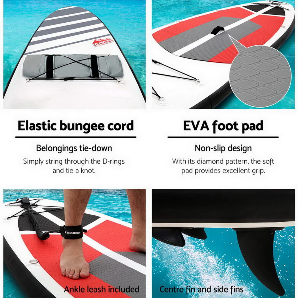 Stand Up Paddle Board 11ft Inflatable SUP Surfboard Paddleboard Kayak Surf - Black - Nurns
