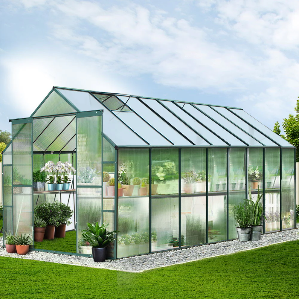 Greenfingers Greenhouse 5.1x2.44x2.1M Aluminium Polycarbonate Green House Garden Shed - Nurns