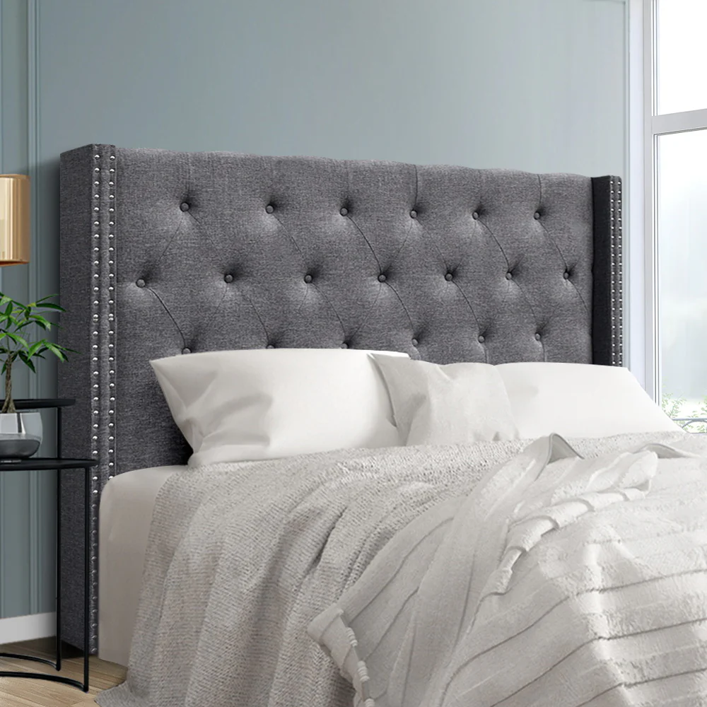 Bed Headboard Fabric - Grey Queen - Nurns
