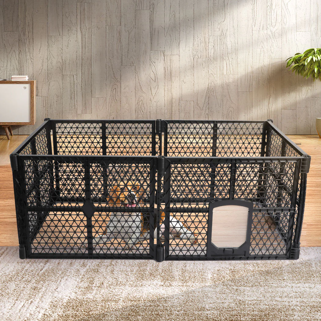 Pet Playpen Foldable Protable Dog Play Pens Plastic Garden Outdoor 6 Panels - Nurns