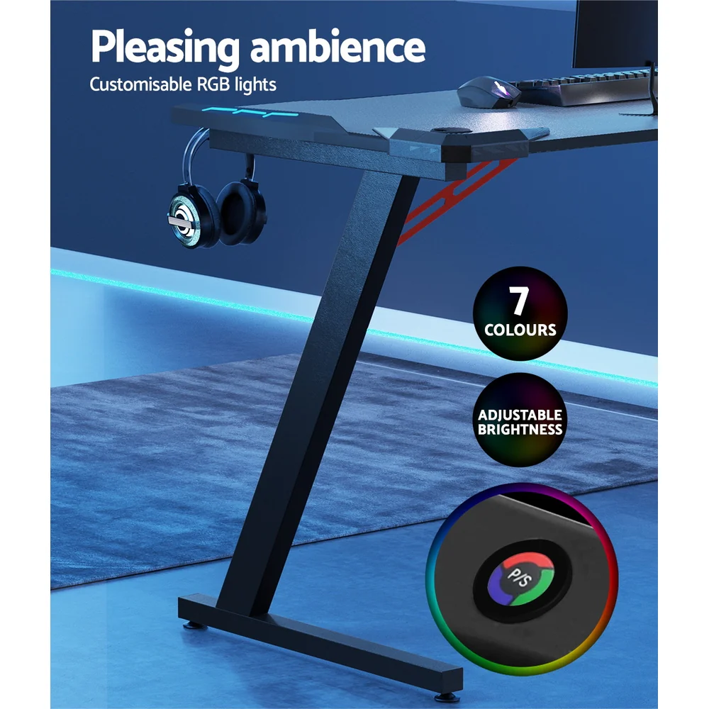 Artiss Gaming Desk Computer Desks LED Light 120cm - Nurns