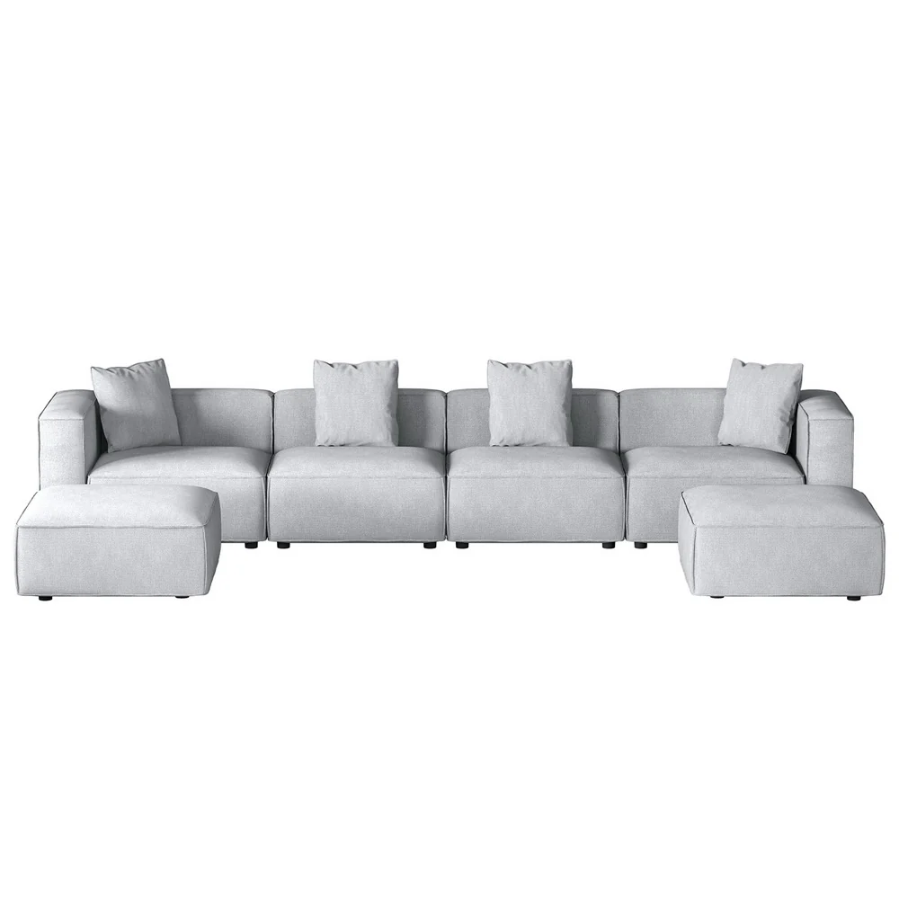 Mckenzie 6-Seater Modular Sofa Chaise Set - Grey - Nurns