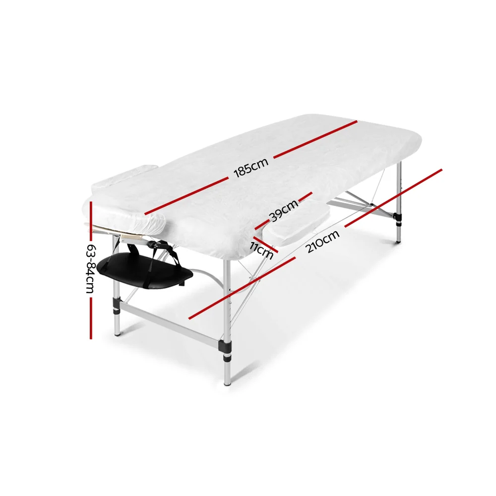 Massage Table 70cm 2 Fold Aluminium Massage Bed Portable Beauty Therapy Black - Nurns