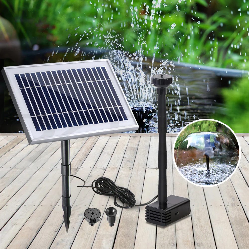 Solar Pond Pump Powered Water Outdoor Submersible Fountains Filter 4.6ft - Nurns