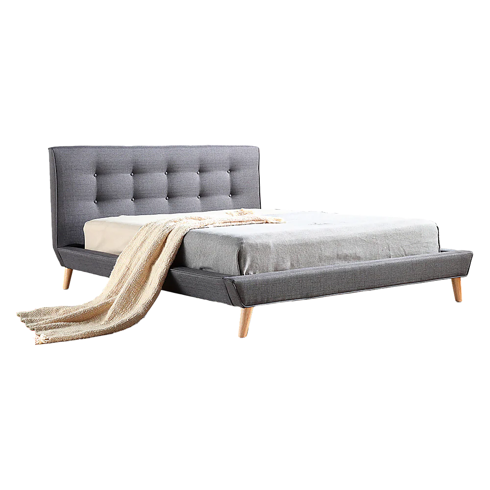 Paisley Deluxe Linen Bed Frame Fabric - Grey Double - Nurns