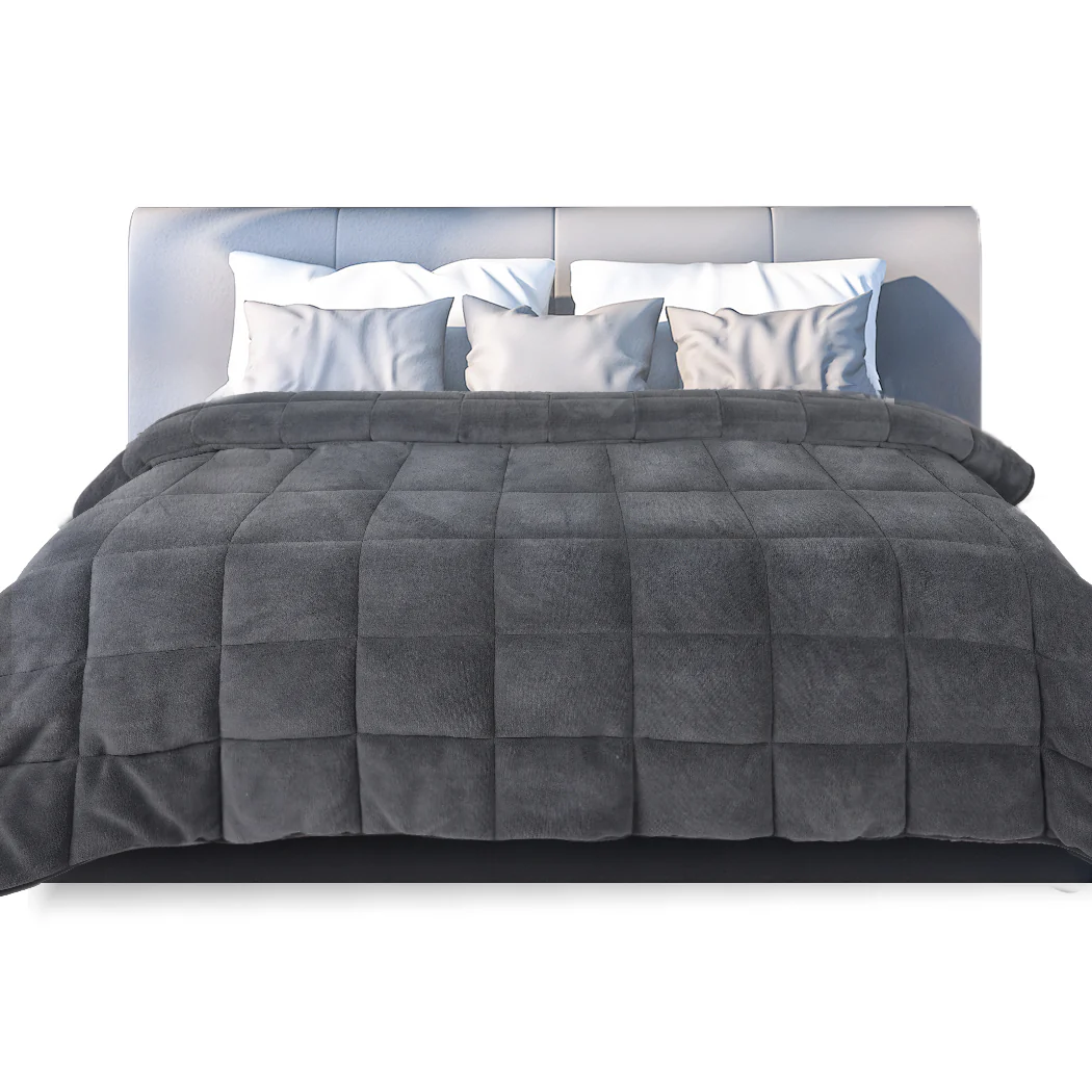 Queen Dreamz Quilt Doona Comforter Blanket Grey - Nurns