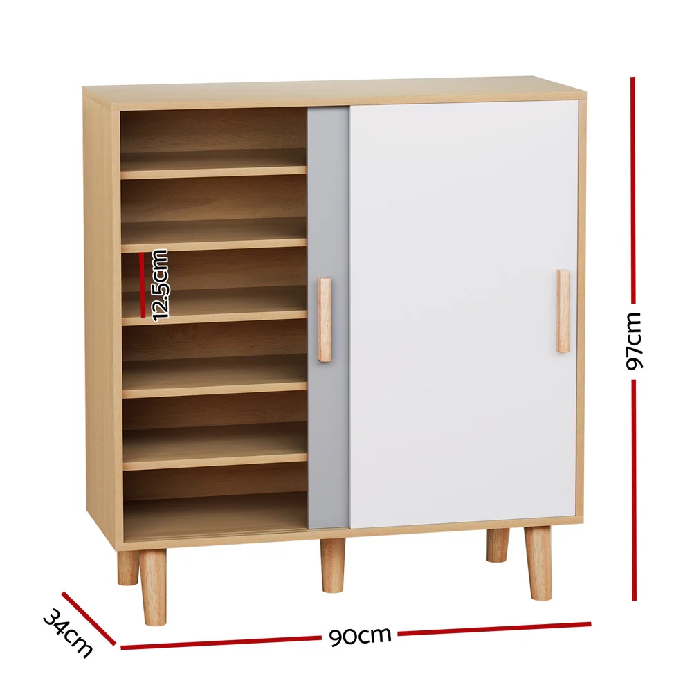 Artiss Shoe Cabinet 30 Pairs Sliding Doors - Nurns