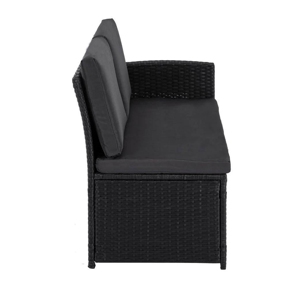 Jules 8-Seater Modular Garden Lounge with Table and Stools 6-Piece Dining Set - Black - Nurns