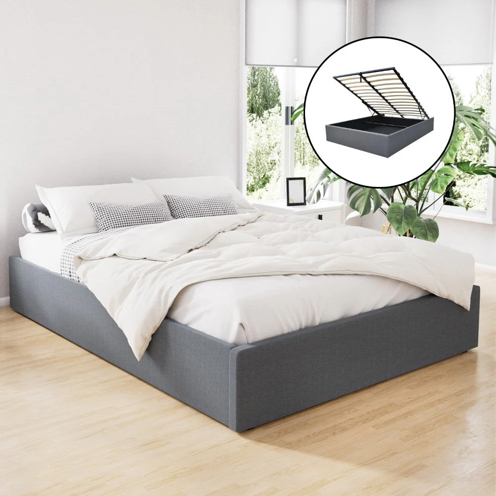 Mercury Bed & Mattress Package with 34cm Black Mattress - Grey Queen - Nurns