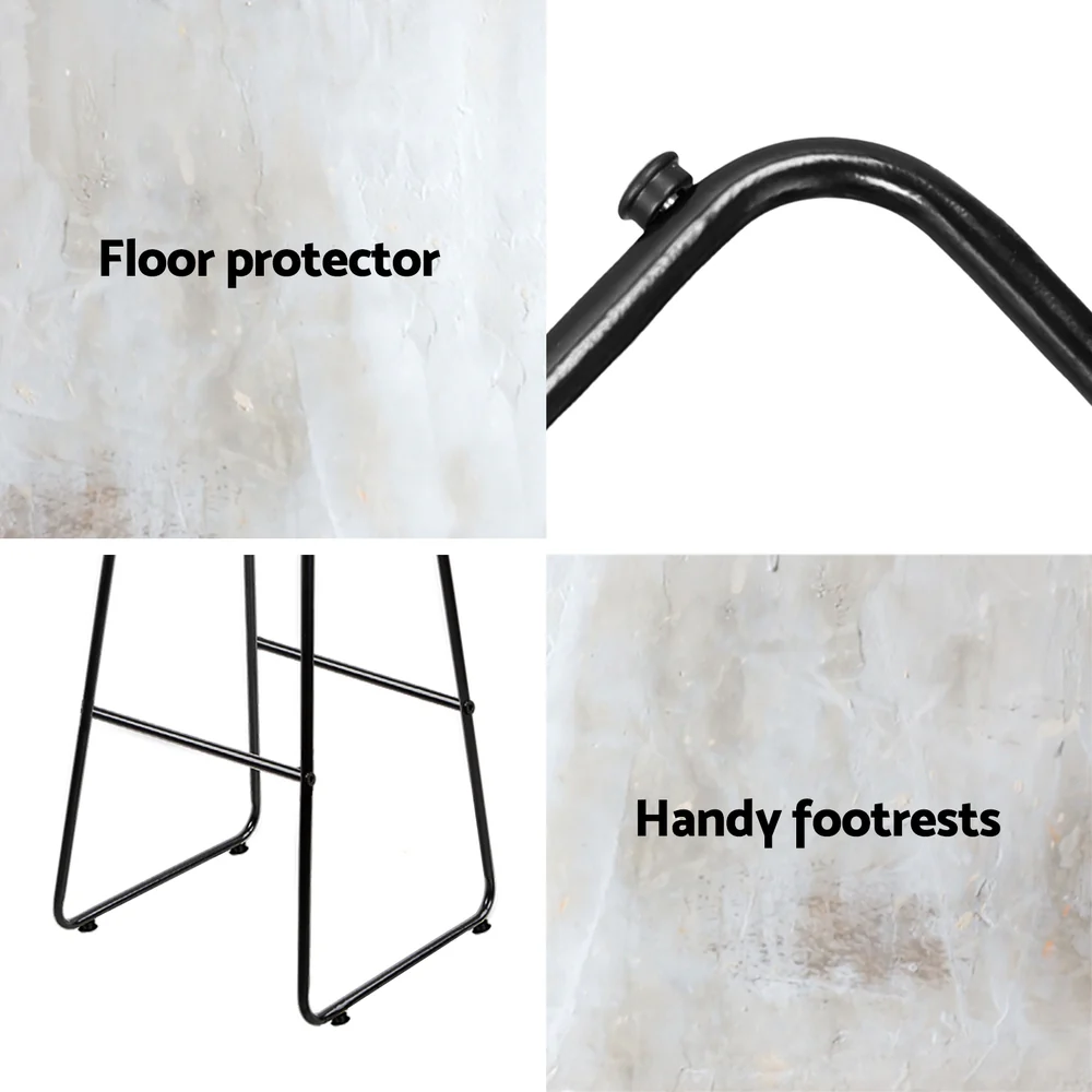 Set of 2 Tiel Backless PU Leather Bar Stools - Black & Wood - Nurns