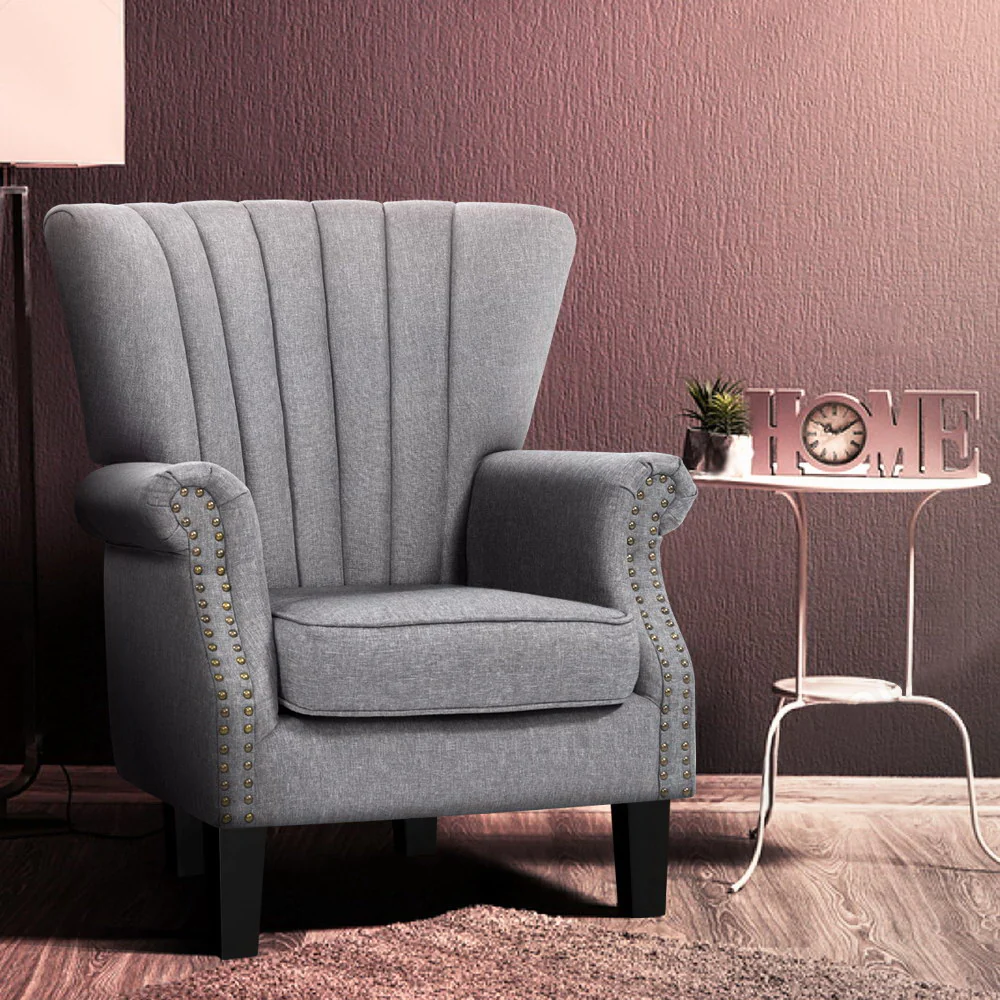 Marian Accent Fabric Lounge Armchair - Grey - Nurns