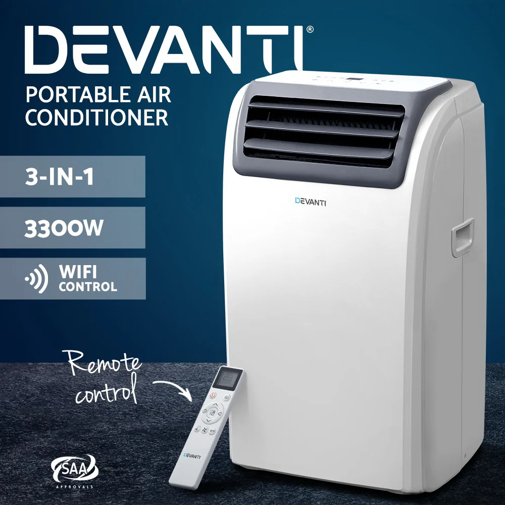 Portable Air Conditioner Cooling Mobile Fan Cooler Dehumidifier Window Kit White 3300W - Nurns