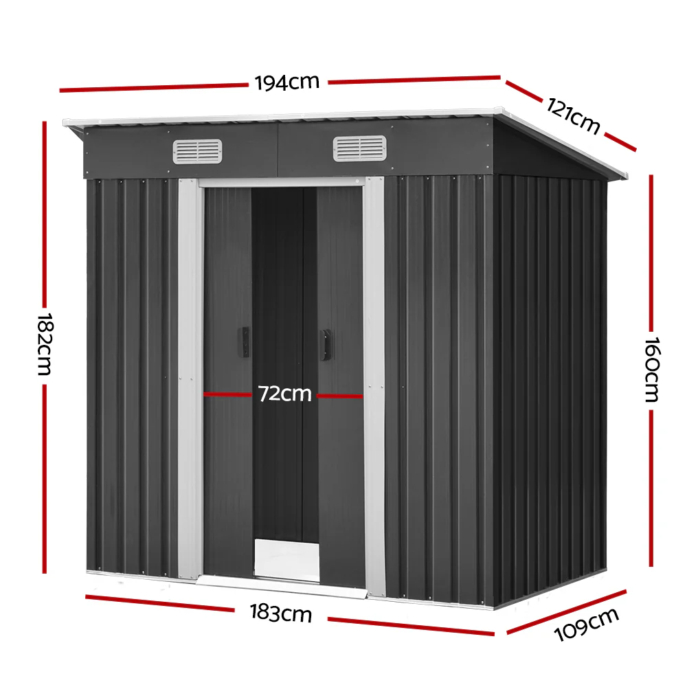 Giantz Garden Shed 1.94x1.21M Sheds Outdoor Storage Workshop House Tool Shelter Sliding Door - Nurns
