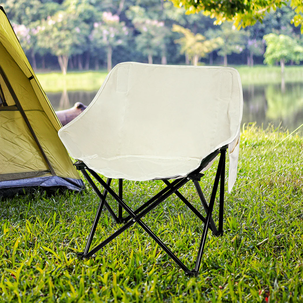 Folding Camping Moon Chair Lightweight - Beige - Nurns
