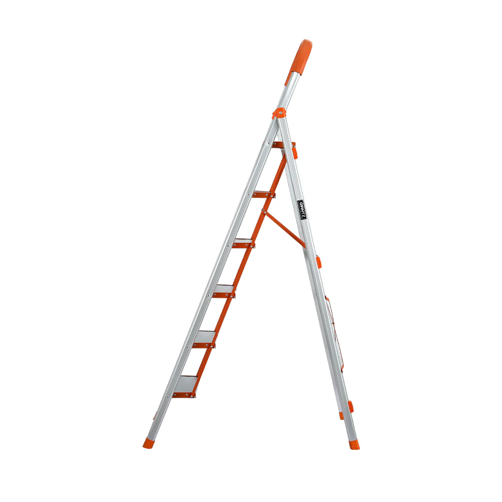 6 Step Ladder Multi-Purpose Folding Aluminium Light Weight Non Slip Platform - Nurns