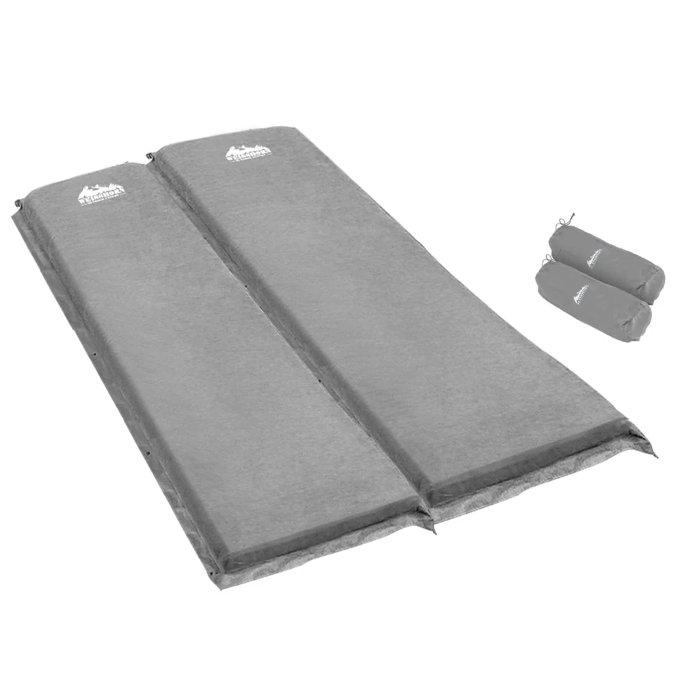 Self-Inflating Mattress Camping Sleeping Mat Air Bed Double Set Grey - Nurns