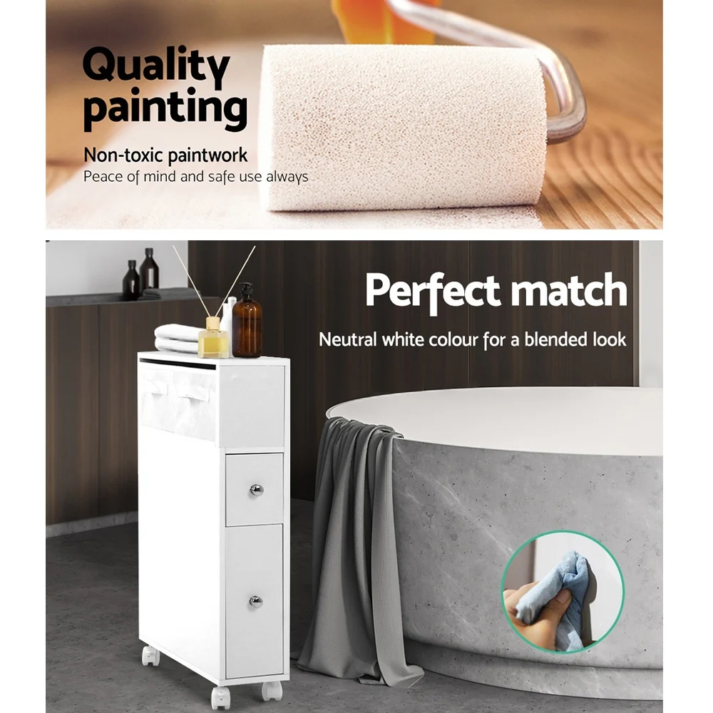 Bathroom Cabinet Toilet Storage Caddy Holder w/ Wheels - Nurns