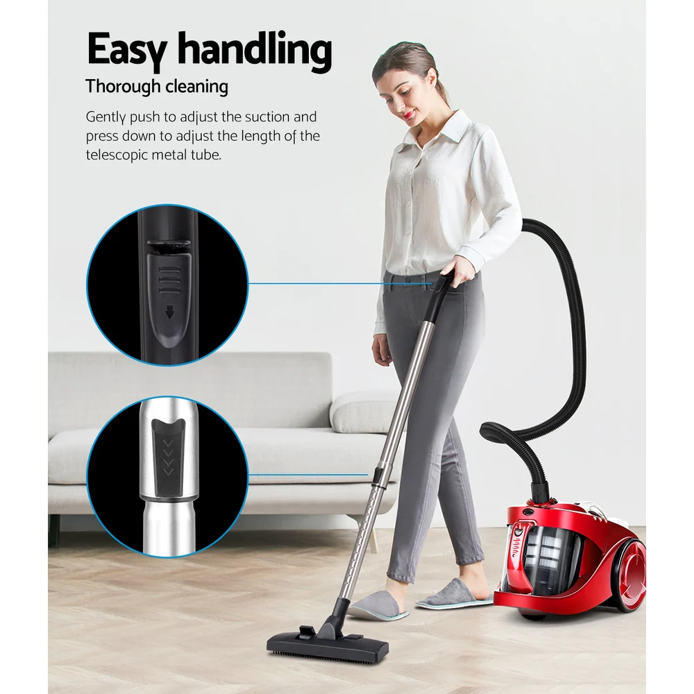 Devanti 2200W Bagless Vacuum Cleaner Red - Nurns