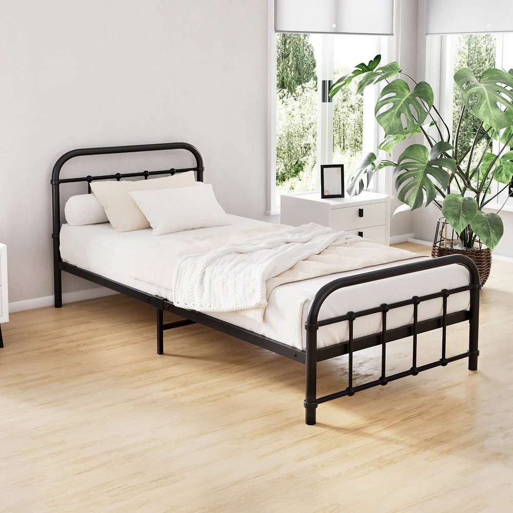 Jupiter Bed & Mattress Package with 34cm Mattress - Black Single - Nurns